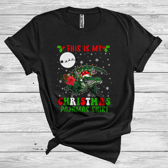 MacnyStore - This Is My Christmas Pajamas Shirt Alligator Santa Reindeer Funny Wild Animal Zoo Lover T-Shirt