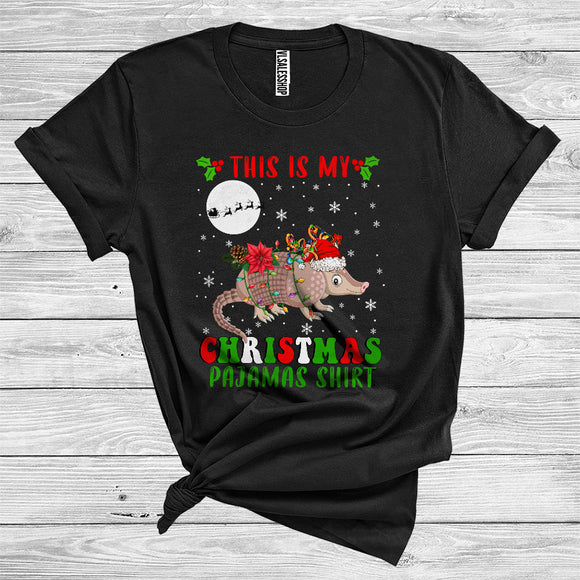 MacnyStore - This Is My Christmas Pajamas Shirt Armadillo Santa Reindeer Funny Wild Animal Zoo Lover T-Shirt