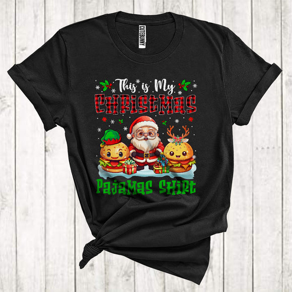 MacnyStore - This Is My Christmas Pajamas Shirt Cool Xmas Santa Elf Reindeer Hamburger Foodie Team T-Shirt