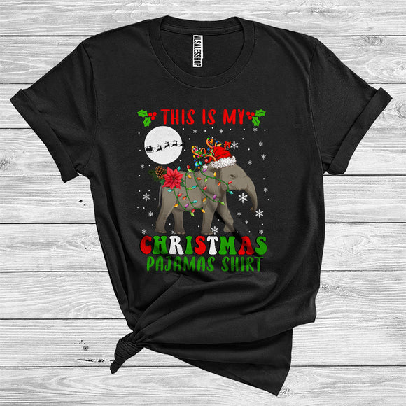 MacnyStore - This Is My Christmas Pajamas Shirt Elephant Santa Reindeer Funny Wild Animal Zoo Lover T-Shirt
