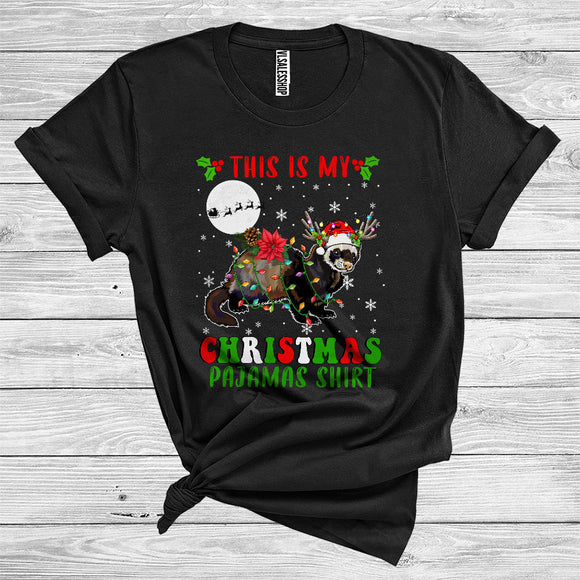 MacnyStore - This Is My Christmas Pajamas Shirt Ferret Santa Reindeer Funny Wild Animal Zoo Lover T-Shirt