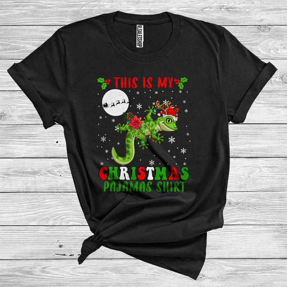 MacnyStore - This Is My Christmas Pajamas Shirt Gecko Santa Reindeer Funny Wild Animal Zoo Lover T-Shirt