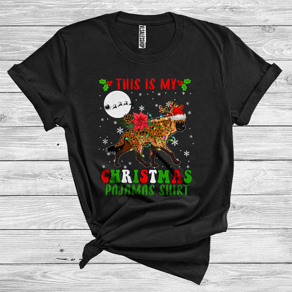MacnyStore - This Is My Christmas Pajamas Shirt Hyena Santa Reindeer Funny Wild Animal Zoo Lover T-Shirt