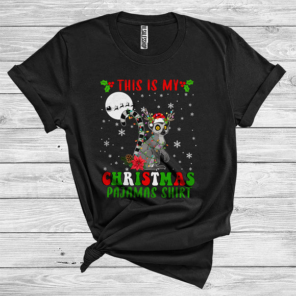 MacnyStore - This Is My Christmas Pajamas Shirt Lemur Santa Reindeer Funny Wild Animal Zoo Lover T-Shirt
