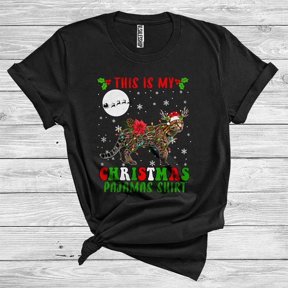 MacnyStore - This Is My Christmas Pajamas Shirt Ocelot Santa Reindeer Funny Wild Animal Zoo Lover T-Shirt