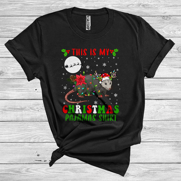 MacnyStore - This Is My Christmas Pajamas Shirt Opossum Santa Reindeer Funny Wild Animal Zoo Lover T-Shirt