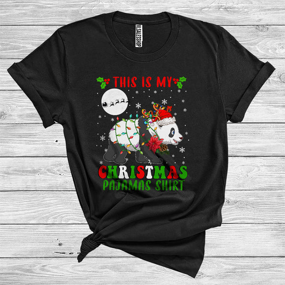 MacnyStore - This Is My Christmas Pajamas Shirt Panda Santa Reindeer Funny Wild Animal Zoo Lover T-Shirt