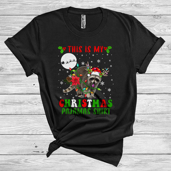 MacnyStore - This Is My Christmas Pajamas Shirt Raccoon Santa Reindeer Funny Wild Animal Zoo Lover T-Shirt