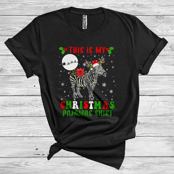MacnyStore - This Is My Christmas Pajamas Shirt Zebra Santa Reindeer Funny Wild Animal Zoo Lover T-Shirt