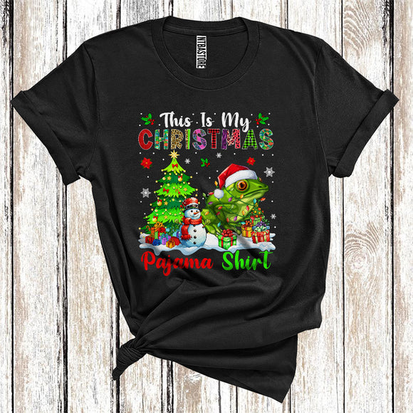 MacnyStore - This Is My Christmas Pajamas Shirt, Snowman Xmas Tree Lights Santa Frog, Christmas T-Shirt