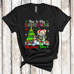 MacnyStore - This Is My Christmas Pajamas Shirt, Snowman Xmas Tree Lights Santa Rat, Christmas T-Shirt