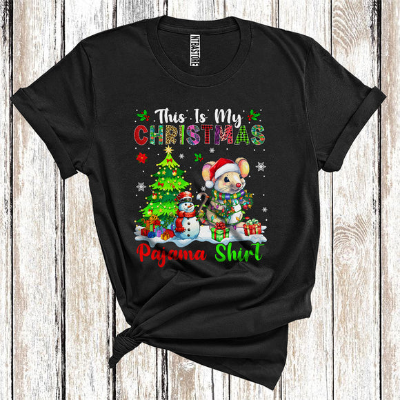 MacnyStore - This Is My Christmas Pajamas Shirt, Snowman Xmas Tree Lights Santa Rat, Christmas T-Shirt