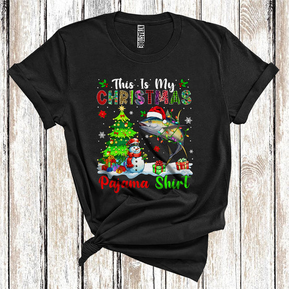 MacnyStore - This Is My Christmas Pajamas Shirt, Snowman Xmas Tree Lights Santa Tuna, Christmas T-Shirt