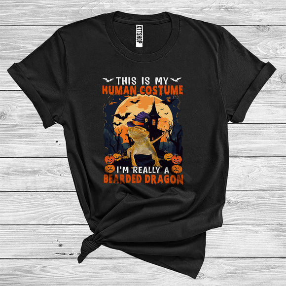 MacnyStore - This Is My Human Costume I'm Really A Bearded Dragon Funny Halloween Witch Animal Lover T-Shirt