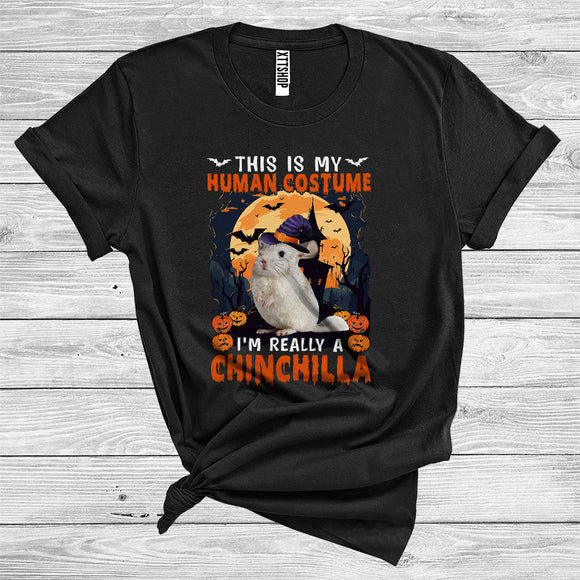 MacnyStore - This Is My Human Costume I'm Really A Chinchilla Cute Halloween Witch Animal Lover T-Shirt