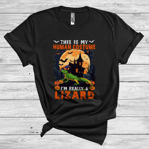 MacnyStore - This Is My Human Costume I'm Really A Lizard Cute Halloween Witch Animal Lover T-Shirt