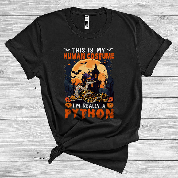 MacnyStore - This Is My Human Costume I'm Really A Python Cute Halloween Witch Animal Lover T-Shirt