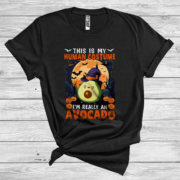 MacnyStore - This Is My Human Costume I'm Really An Avocado Funny Halloween Witch Fruit Vegan Lover T-Shirt