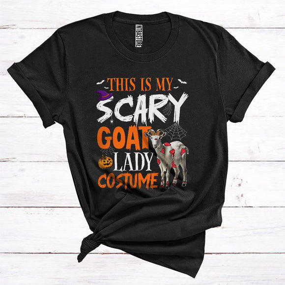 MacnyStore - This Is My Scary Goat Lady Costume Funny Zombie Farm Animal Lover Halloween T-Shirt