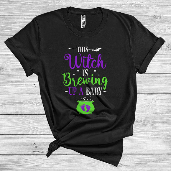 MacnyStore - This Witch Is Brewing Up A Baby Cute Halloween Costume New Mom Pregnancy Announcement T-Shirt