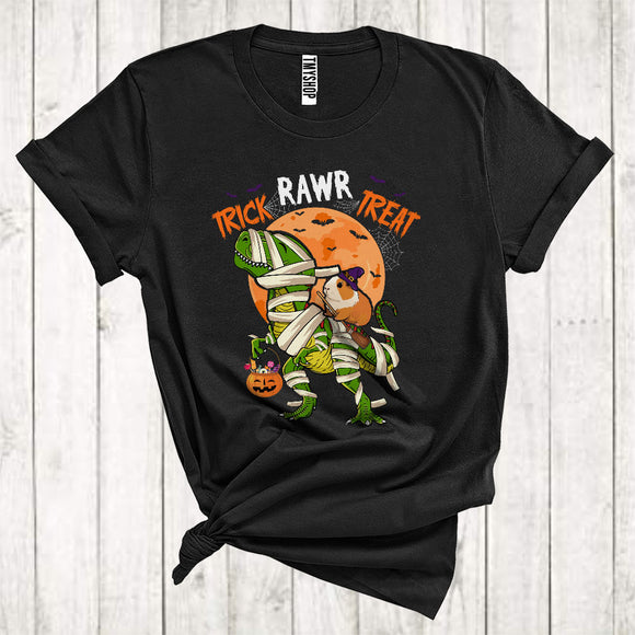 MacnyStore - Trick Rawr Treat Funny Witch Guinea Pig Riding Mummy T-Rex Dinosaur Halloween T-Shirt