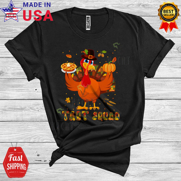 MacnyStore - Turkey Pilgrim Trot Squad Funny Thanksgiving Day Fall Pumpkin Cake Lover T-Shirt