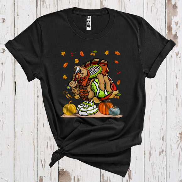 MacnyStore - Turkey Playing Tennis Funny Thanksgiving Pumpkins Coach Player Sport Team T-Shirt