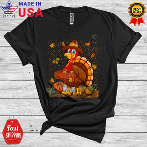 MacnyStore - Turkey Playing Video Games Funny Thanksgiving Fall Pumpkin Turkey Matching Gamer Team T-Shirt