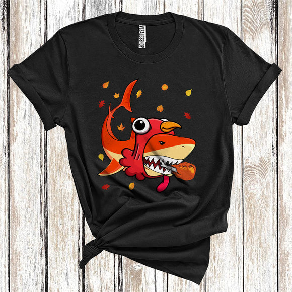 MacnyStore - Turkey Shark Earing Roasted Chicken Leg Funny Thanksgiving Matching Family Group T-Shirt
