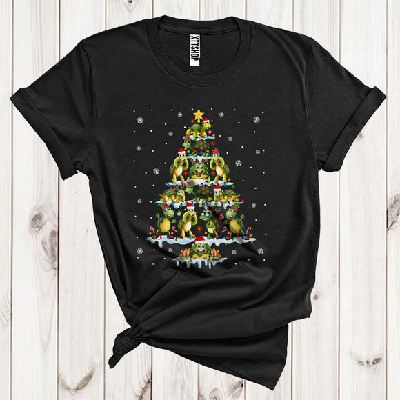 MacnyStore - Turtle Christmas Tree Light Funny Wild Animal Lover Christmas Costume T-Shirt