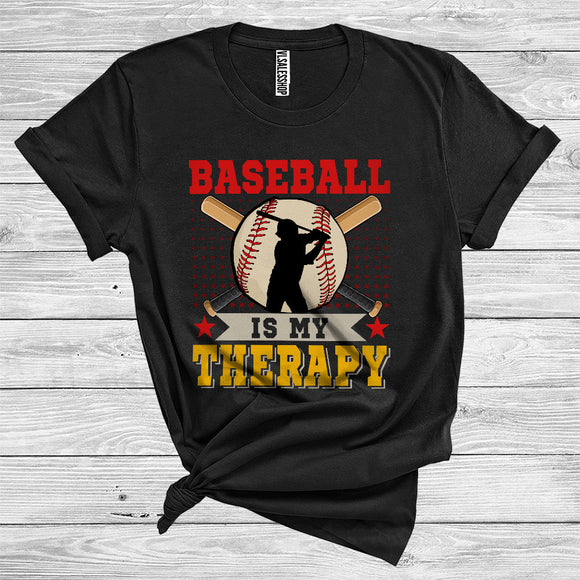MacnyStore - Vintage Baseball Is My Therapy Funny Player Sport Lover Matching Group T-Shirt