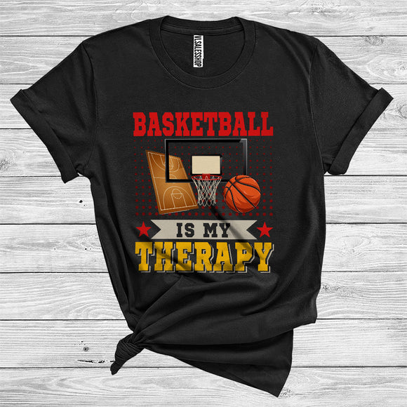 MacnyStore - Vintage Basketball Is My Therapy Funny Player Sport Lover Matching Group T-Shirt