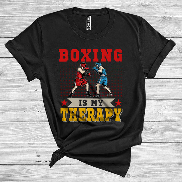 MacnyStore - Vintage Boxing Is My Therapy Funny Player Sport Lover Matching Group T-Shirt