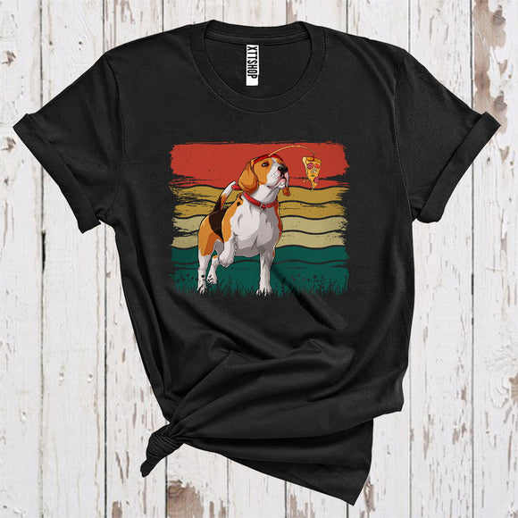 MacnyStore - Vintage Retro Baiting Beagle With Pizza Funny Puppy Love Fast Food T-Shirt