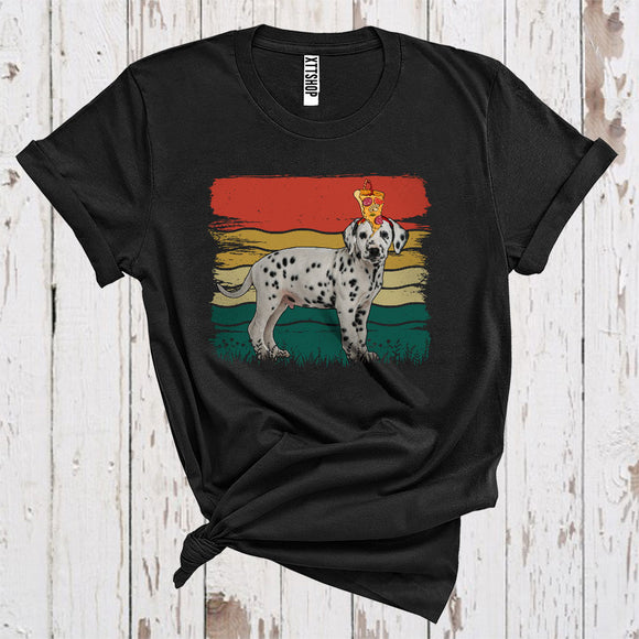 MacnyStore - Vintage Retro Baiting Dalmatian With Pizza Funny Puppy Love Fast Food T-Shirt