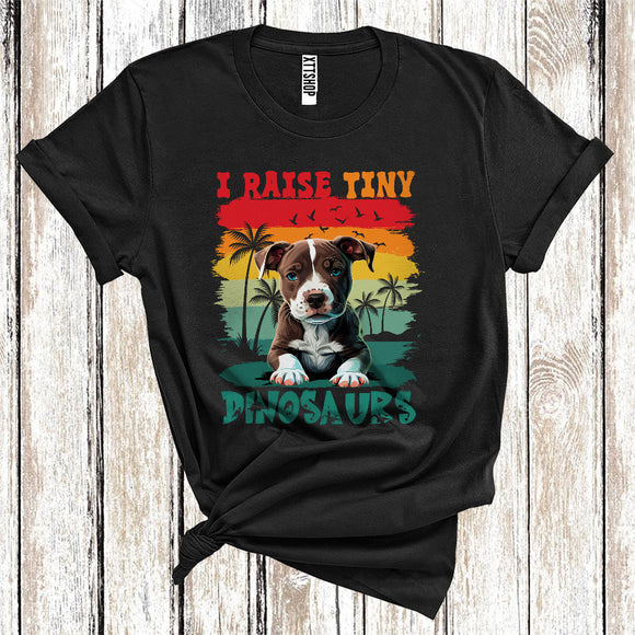 MacnyStore - Vintage Retro I Raise Tiny Dinosaurs Cute Pit Bull Owner Puppy Lover T-Shirt