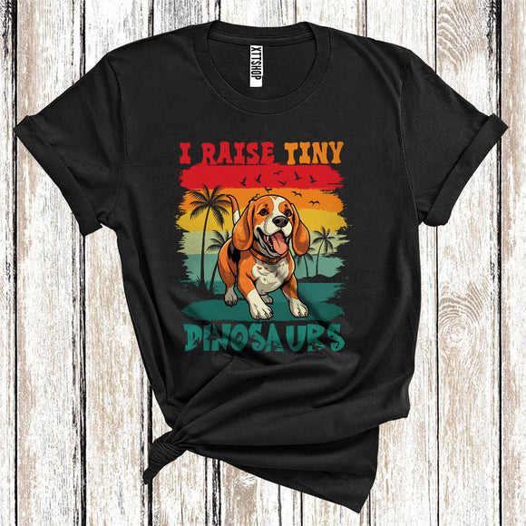 MacnyStore - Vintage Retro I Raise Tiny Dinosaurs Cute Running Beagle Owner Animal Lover T-Shirt