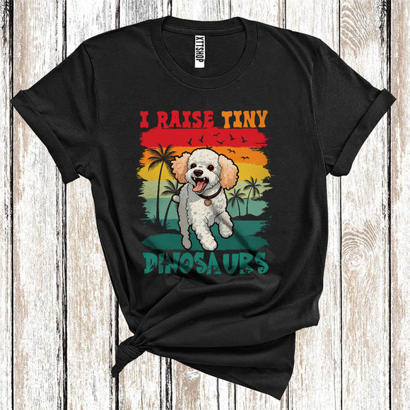 MacnyStore - Vintage Retro I Raise Tiny Dinosaurs Cute Running Poodle Owner Puppy Lover T-Shirt