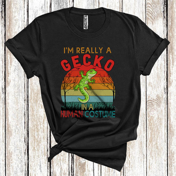 MacnyStore - Vintage Retro I'm Really A Gecko In A Human Costume Cute Animal Lover Halloween T-Shirt