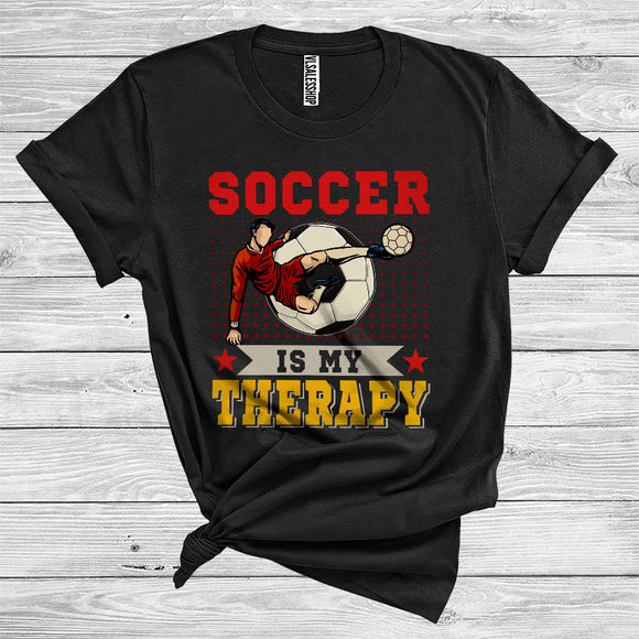 MacnyStore - Vintage Soccer Is My Therapy Funny Player Sport Lover Matching Group T-Shirt
