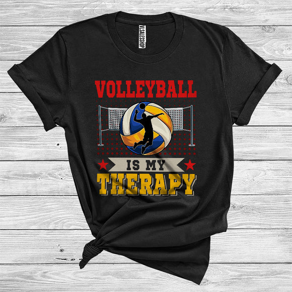 MacnyStore - Vintage Volleyball Is My Therapy Funny Player Sport Lover Matching Group T-Shirt