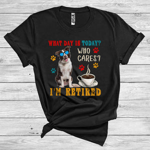 MacnyStore - Vintage What Day Is Today Who Cares I Am Retired Border Collie Owner International Dog Day T-Shirt