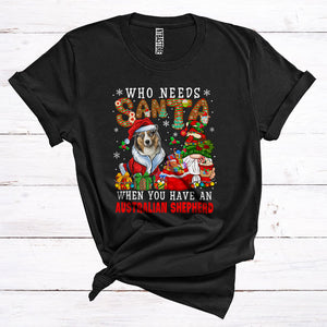 MacnyStore - Who Needs Santa When You Have An Australian Shepherd Cute Gnomes Santa Puppy Lover Christmas T-Shirt