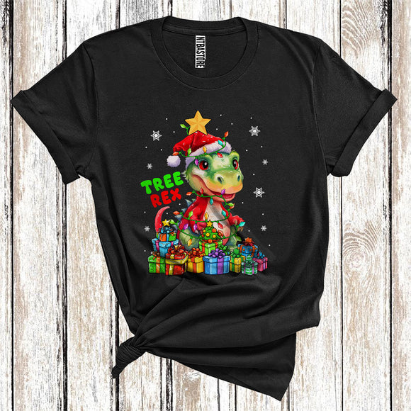 MacnyStore - Xmas Tree Santa T-Rex, Dinosaur Lover Kids, Christmas T-Shirt