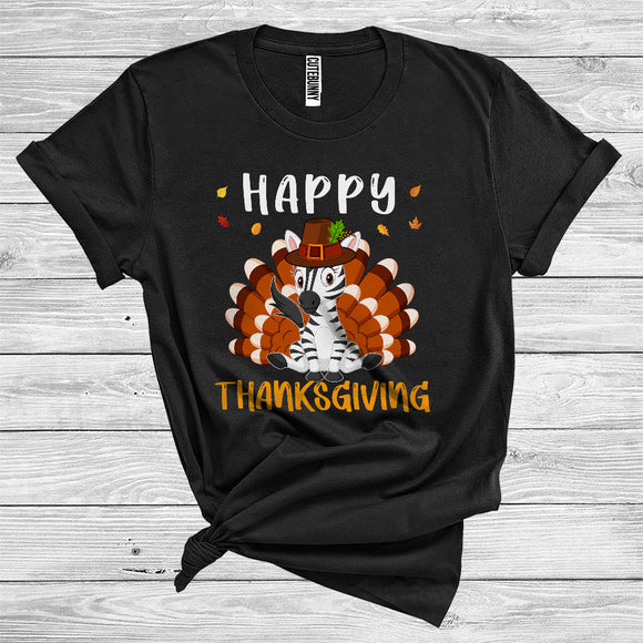 MacnyStore - Zebra As Turkey Wearing Pilgrim Matching Turkey Hunting Wild Animal Happy Thanksgiving T-Shirt