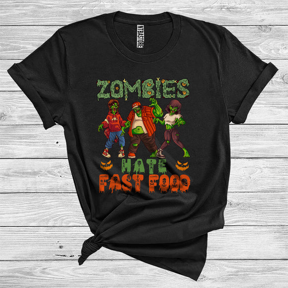 MacnyStore - Zombies Funny Hate Fast Food Scary Halloween Costume Matching Group T-Shirt
