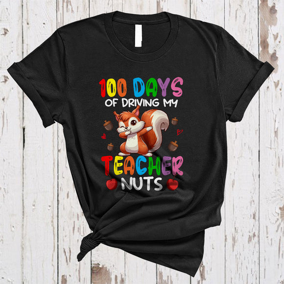 MacnyStore - 100 Days Of Driving My Teacher Nuts, Adorable Dabbing Squirrel, School Student Teacher T-Shirt