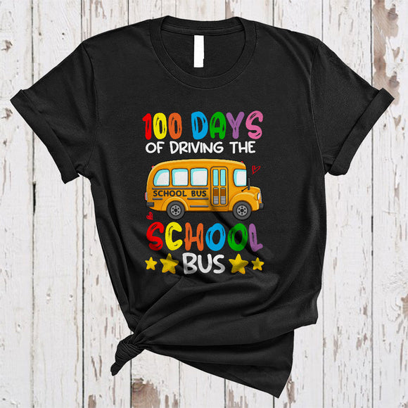 MacnyStore - 100 Days Of Driving The School Bus, Adorable School Bus Driver, School Student Teacher T-Shirt