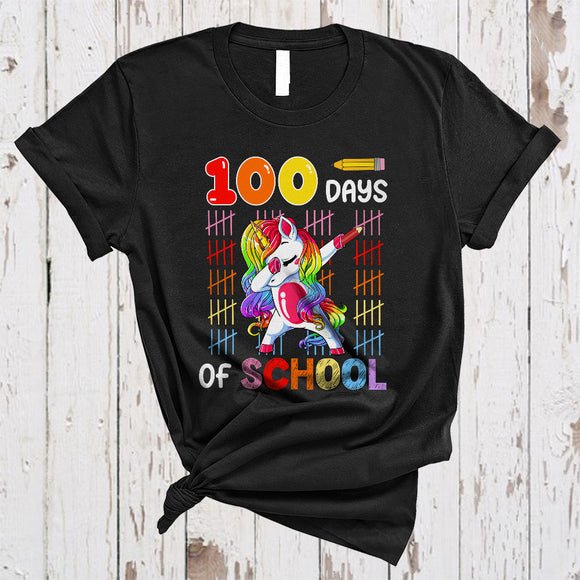 MacnyStore - 100 Days Of School, Awesome 100th Day Of School Dabbing Unicorn Lover, Student Teachers Group T-Shirt