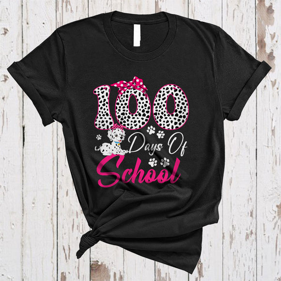 MacnyStore - 100 Days Of School, Lovely 100th Day Of School Dalmatian Lover, Matching Girls Student Group T-Shirt